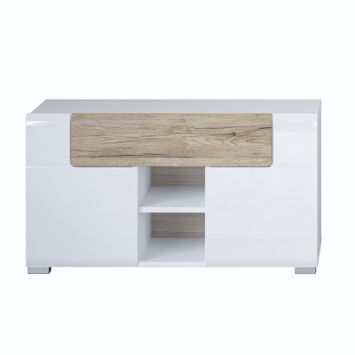 Set design di 5 mobili da ingresso collezione OHIO colori bianco e rovere.