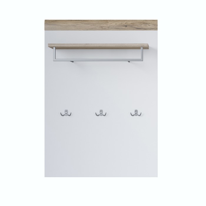 Set design di 5 mobili da ingresso collezione OHIO colori bianco e rovere.