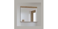 Grand miroir design collection OHIO coloris chêne verni avec étagère intégrée.
