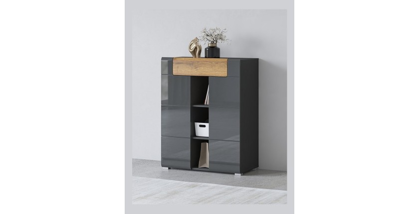 Design-Eingangsmöbel Kollektion OHIO in Anthrazitgrau und lackierter Eiche.