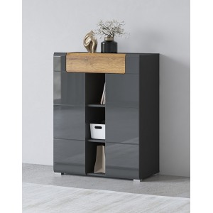 Design-Eingangsmöbel Kollektion OHIO in Anthrazitgrau und lackierter Eiche.