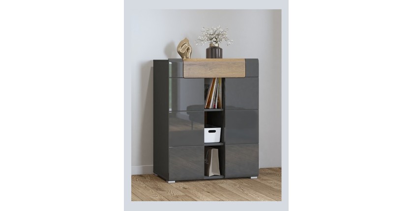 Design-Eingangsmöbel Kollektion OHIO in Anthrazitgrau und lackierter Eiche.