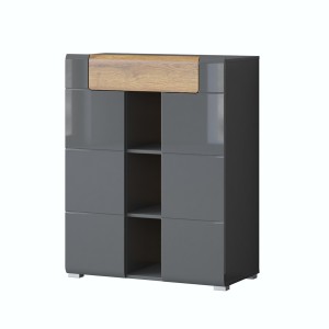 Design-Eingangsmöbel Kollektion OHIO in Anthrazitgrau und lackierter Eiche.