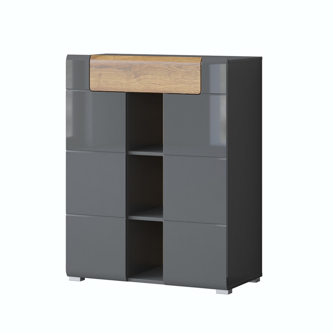 Meuble d'entrée design collection OHIO coloris gris anthracite et chêne vernis.