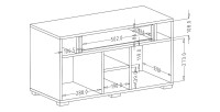 Design-Sitzbank der Kollektion OHIO in Anthrazitgrau und lackierter Eiche. 2 Türen und 1 Schublade.