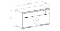 Banc de rangement design collection OHIO coloris gris anthracite et chêne vernis. 2 portes et 1 tiroir