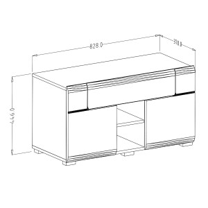 Banc de rangement design collection OHIO coloris gris anthracite et chêne vernis. 2 portes et 1 tiroir
