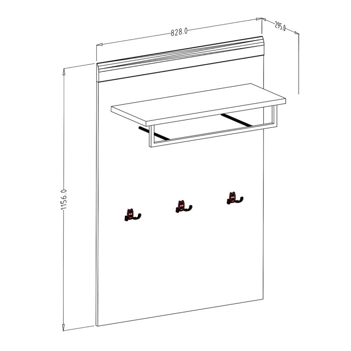 Wandgarderobe mit Regal, anthrazitgrau und lackierte Eiche, für Eingangsbereich, Kollektion OHIO