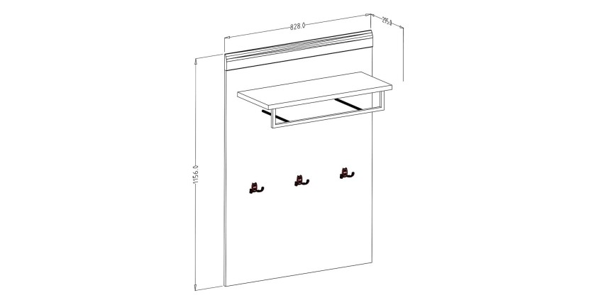 5-teiliges Design-Möbelset für den Eingangsbereich, Kollektion OHIO, in Anthrazitgrau und lackierter Eiche.