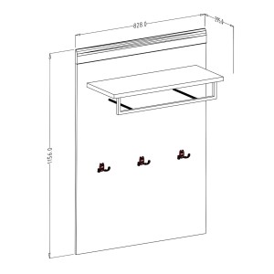 5-teiliges Design-Möbelset für den Eingangsbereich, Kollektion OHIO, in Anthrazitgrau und lackierter Eiche.