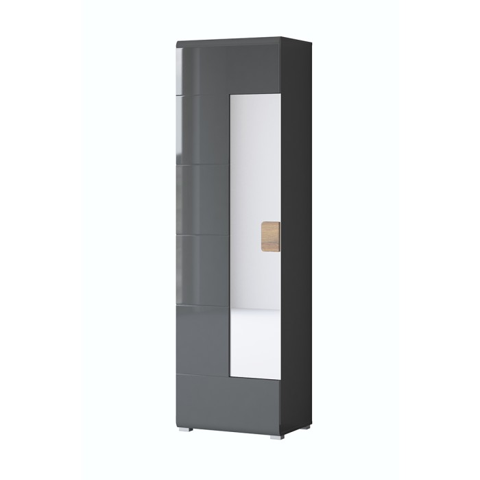 Design-Set aus 5 Möbelstücken für den Eingangsbereich, Kollektion OHIO, in Anthrazitgrau und lackierter Eiche.