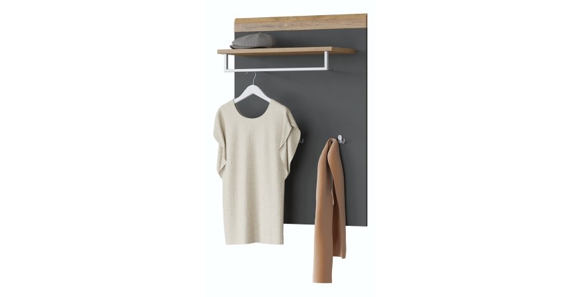 5-teiliges Design-Möbelset für den Eingangsbereich, Kollektion OHIO, in Anthrazitgrau und lackierter Eiche.