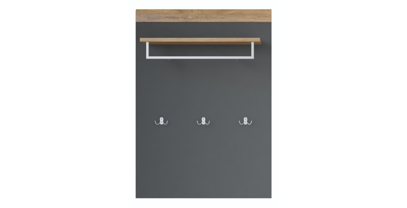 5-teiliges Design-Möbelset für den Eingangsbereich, Kollektion OHIO, in Anthrazitgrau und lackierter Eiche.