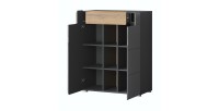 5-teiliges Design-Möbelset für den Eingangsbereich, Kollektion OHIO, in Anthrazitgrau und lackierter Eiche.
