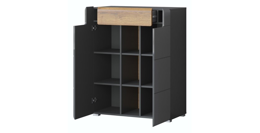 5-teiliges Design-Möbelset für den Eingangsbereich, Kollektion OHIO, in Anthrazitgrau und lackierter Eiche.