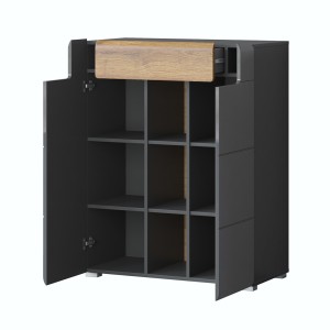 5-teiliges Design-Möbelset für den Eingangsbereich, Kollektion OHIO, in Anthrazitgrau und lackierter Eiche.