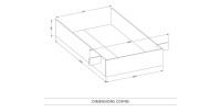 Bett mit Stauraum 140x200 im Industriestil - Kollektion MILOS. Farbe rohe Eiche und Schwarz.