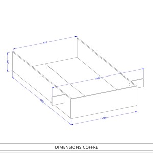 Bett mit Stauraum 140x200 im Industriestil - Kollektion MILOS. Farbe rohe Eiche und Schwarz.