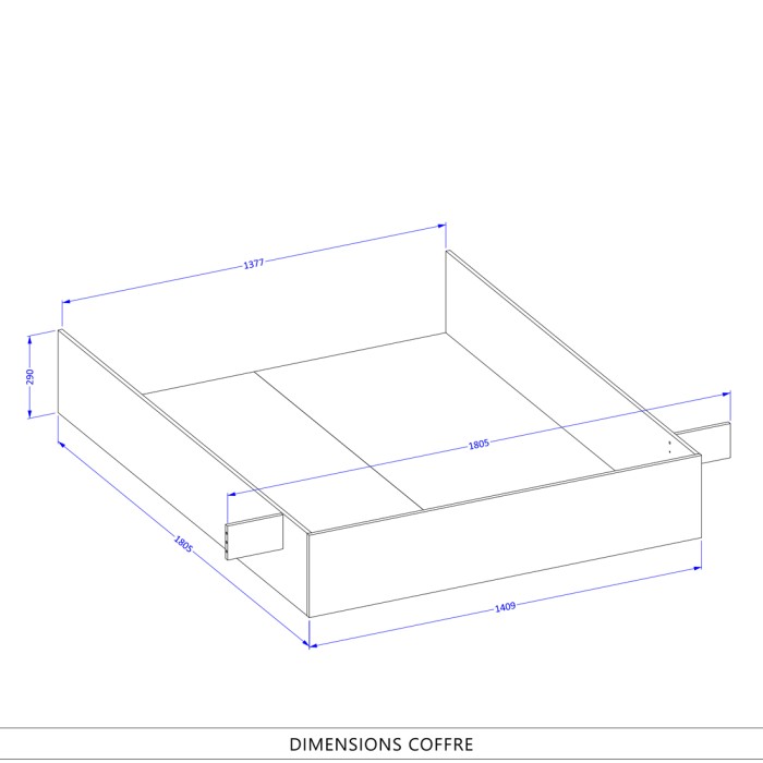 Bett mit Stauraum 180x200 im Industriestil - Kollektion MILOS. Farbe rohe Eiche und Schwarz.