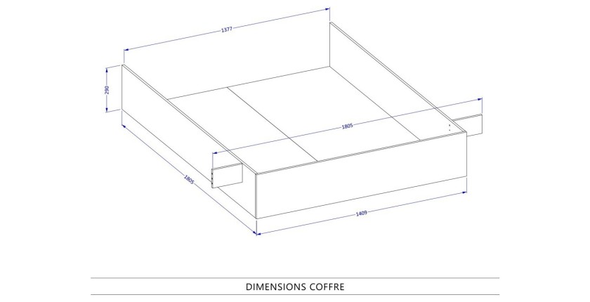 Bett mit Stauraum 180x200 im Industriestil - Kollektion MILOS. Farbe Roh-Eiche und Schwarz.