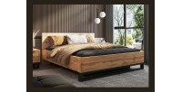 Bett mit Stauraum 180x200 im Industriestil - Kollektion MILOS. Farbe Roh-Eiche und Schwarz.