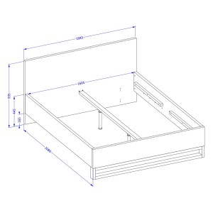 Letto matrimoniale 160x200 in stile industriale - Collezione MILOS. Colori rovere grezzo e nero. Rete inclusa.