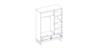 Komplettes Industriestil Schlafzimmer Set MILOS Kollektion: Dreitüriger Schrank, Bett 140x200, Kommode, Nachttische, rohe Eiche 