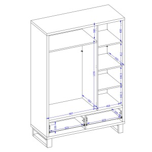 Komplettes Industriestil Schlafzimmer Set MILOS Kollektion: Dreitüriger Schrank, Bett 140x200, Kommode, Nachttische, rohe Eiche 