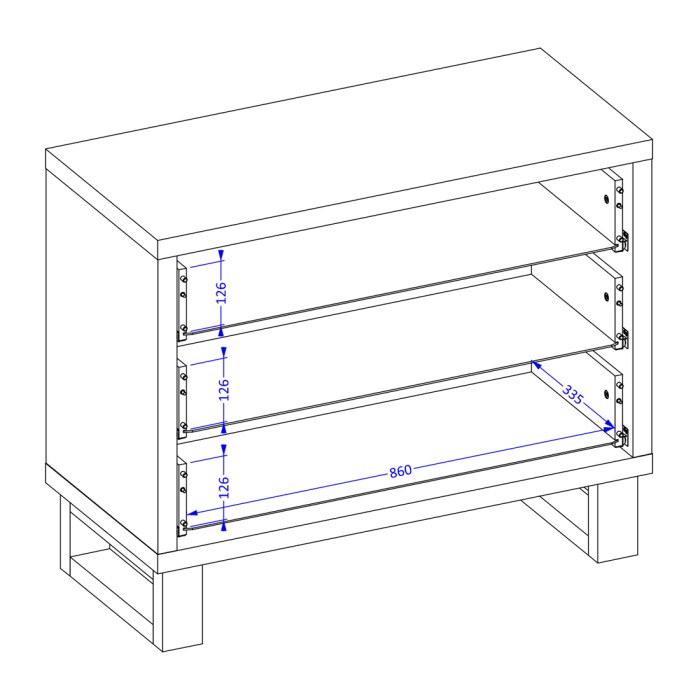 Komplettes Schlafzimmer im Industriestil, Kollektion MILOS: Kleiderschrank mit 3 Türen, Bett 160x200, Kommode, Nachttische, rohe