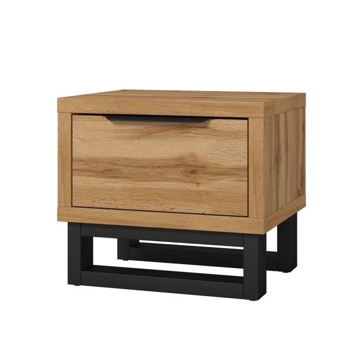 Komplettes Schlafzimmer im Industriestil, Kollektion MILOS: Kleiderschrank mit 3 Türen, Bett 160x200, Kommode, Nachttische, rohe