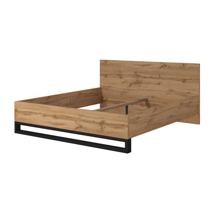 Komplettes Industriestil-Schlafzimmer der Kollektion MILOS: Kleiderschrank mit 3 Türen, Bett 180x200, Kommode, Nachttische, rohe