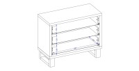Camera completa industriale MILOS: Armadio a 4 porte, letto 140x200, cassettiera, comodini, rovere grezzo/nero