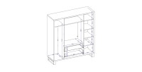 Vollständiges Industrie-Schlafzimmer-Set MILOS: Kleiderschrank mit 4 Türen, Bett 140x200, Kommode, Nachttische, rohe Eiche/schwa