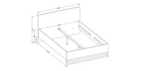 Set letto 140x200 e comodini in stile industriale, collezione MILOS, rovere grezzo/nero, rete inclusa