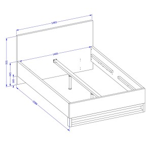 Set letto 140x200 e comodini in stile industriale, collezione MILOS, rovere grezzo/nero, rete inclusa