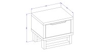 Set letto 140x200 e comodini in stile industriale, collezione MILOS, rovere grezzo/nero, rete inclusa