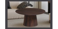 Table ronde collection MITCHEL en bois exotique de manguier brun diamètre 80 cm