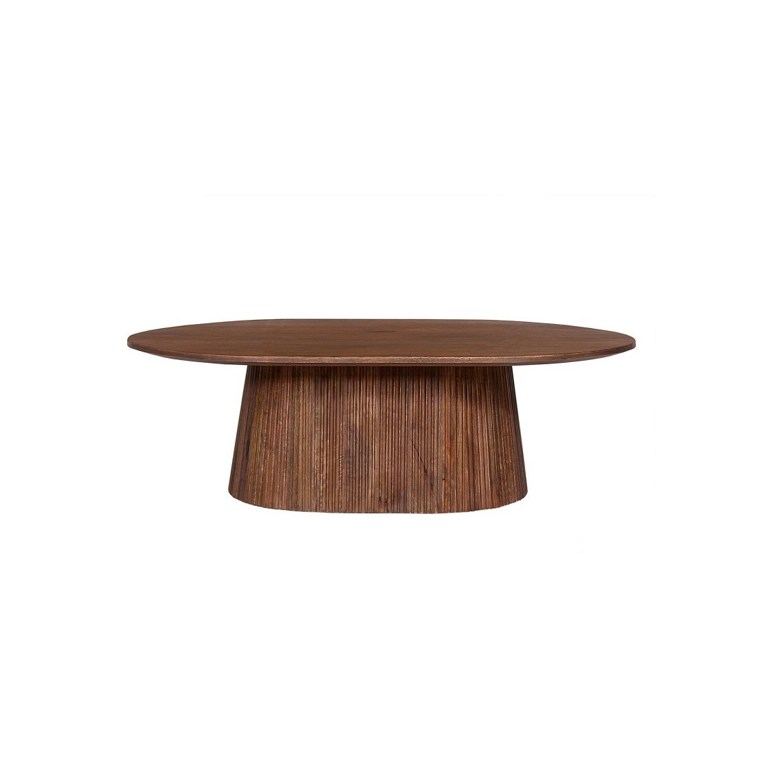 Table basse ovale collection MITCHEL en bois exotique de manguier brun clair 120x70cm