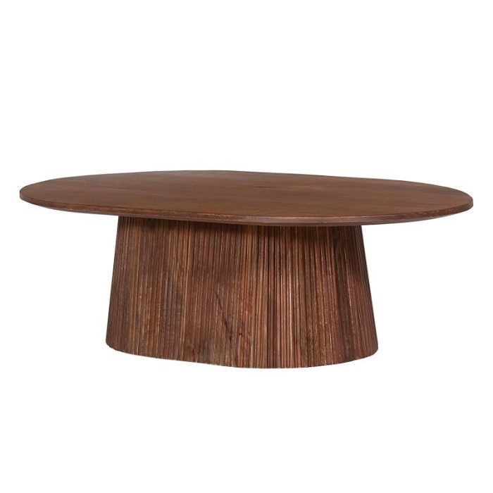 Table basse ovale collection MITCHEL en bois exotique de manguier brun clair 120x70cm