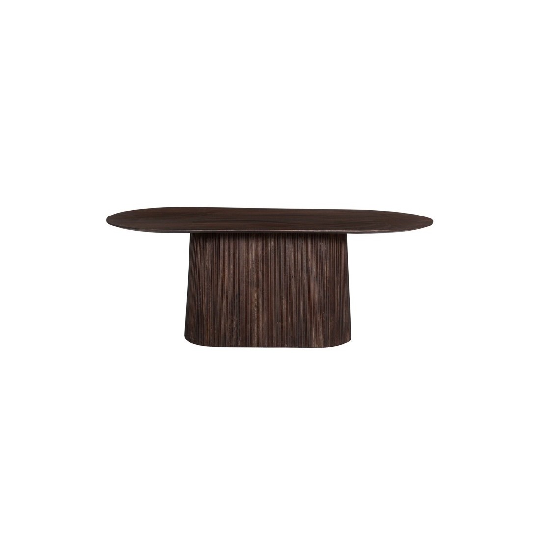 Table basse ovale collection MITCHEL en bois exotique de manguier brun foncé 200x100cm