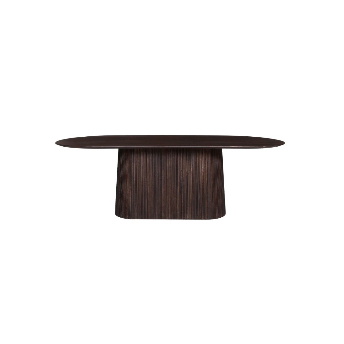 Table ovale collection MITCHEL en bois exotique de manguier brun foncé 230x110cm