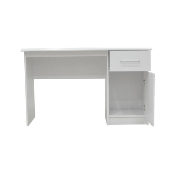 Bureau droit de la collection PRAGUE un tiroir et une porte coloris blanc