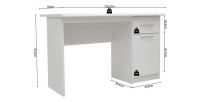 Bureau droit de la collection PRAGUE un tiroir et une porte coloris blanc