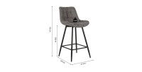 Tabouret de bar style vintage coloris gris clair. Collection PALMADE