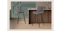 Tabouret de bar style vintage coloris gris clair. Collection PALMADE