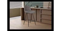 Tabouret de bar style vintage coloris gris clair. Collection PALMADE