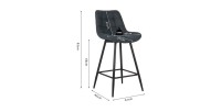 Tabouret de bar style vintage coloris bleu foncé. Collection PALMADE