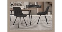 Chaise collection PALMADE Tissus Gris foncé, dimension L51xH80xP61 cm, idéal pour votre cuisine ou salle à manger
