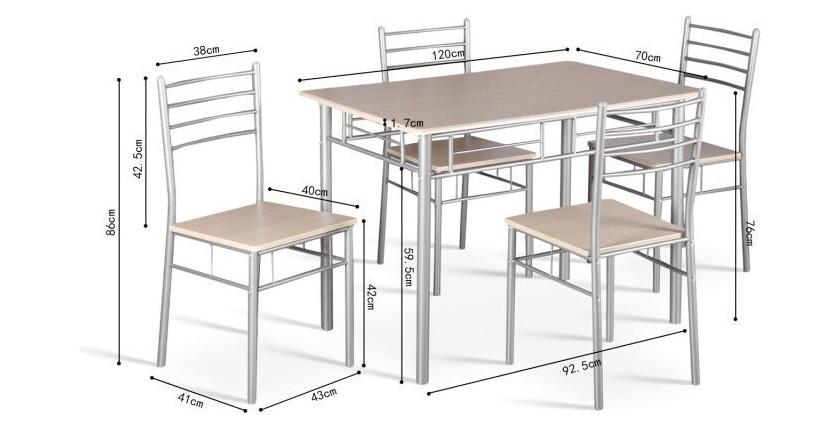 Tavolo da pranzo con 4 sedie collezione AMALIA ideale per piccoli spazi - Finitura in carta decorativa quercia sonoma