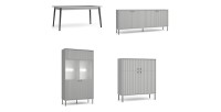 Salle à manger complète ISIS : Vaisselier, Buffet, Vitrine et Table Extensible.
